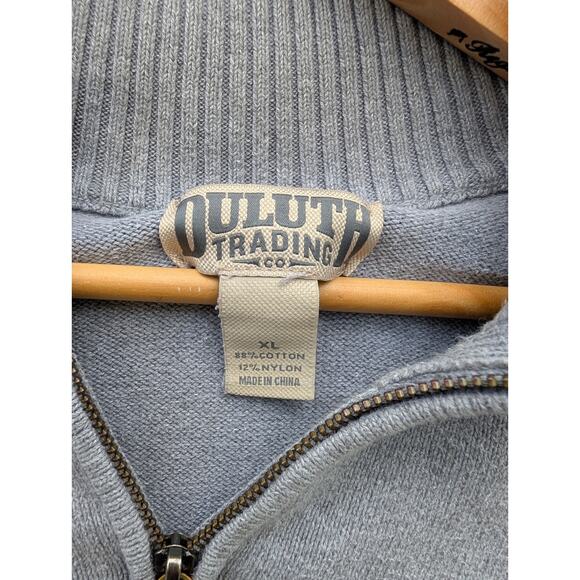 Duluth Trading Mens Strongarm 1/4 Zip Mock Neck Sweater Gray XL Casual Preppy - Picture 5 of 7